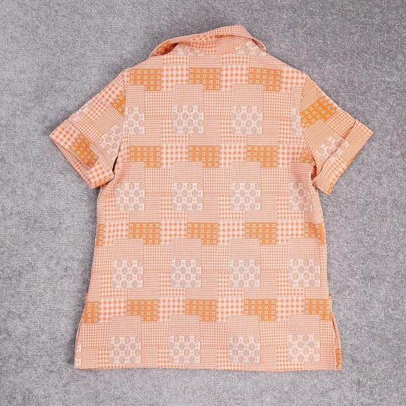 Vintage 60s/70s Women's Disco Chest 19in Short Sleeve Full Button Collared Shirt - Picture 2 of 9